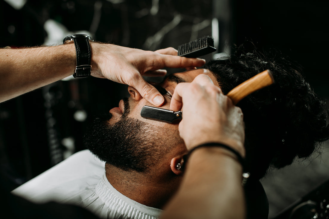 Beard shave at a barber's shop